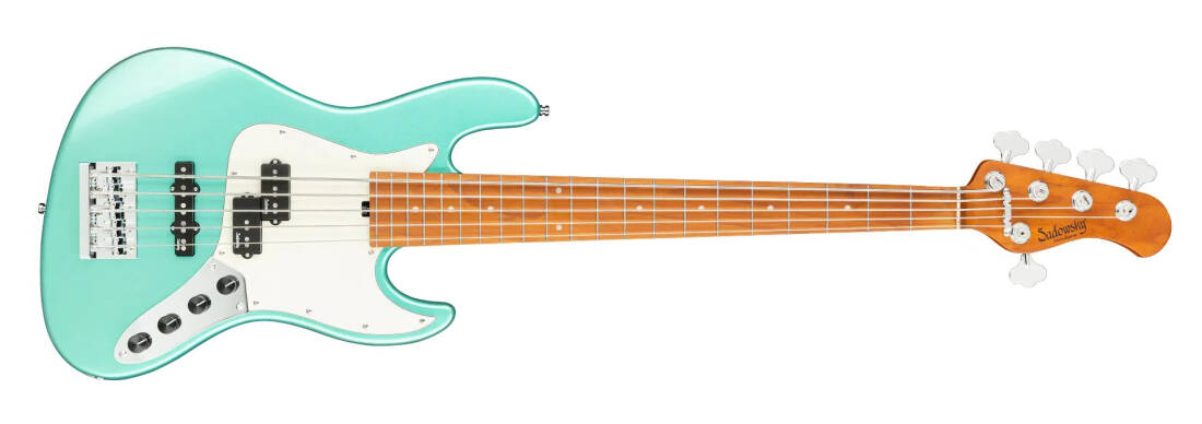 MetroExpress 21-Fret Hybrid P/J 5-String Bass with Gigbag - Sage Green Metallic