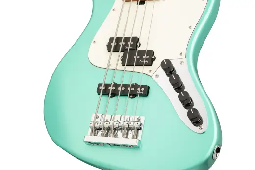 MetroExpress 21-Fret Hybrid P/J 5-String Bass with Gigbag - Sage Green Metallic