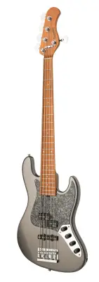 MetroExpress 21-Fret Hybrid P/J 5-String Bass with Gigbag - Silver Metallic