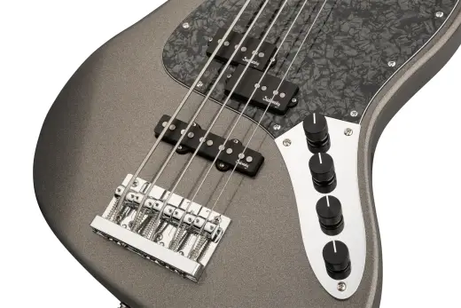 MetroExpress 21-Fret Hybrid P/J 5-String Bass with Gigbag - Silver Metallic