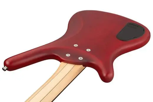 RockBass Corvette Basic 4-String Bass Guitar with Gig Bag - Burgundy Red Transparent Satin