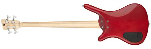 RockBass Corvette Basic 4-String Bass Guitar with Gig Bag - Burgundy Red Transparent Satin