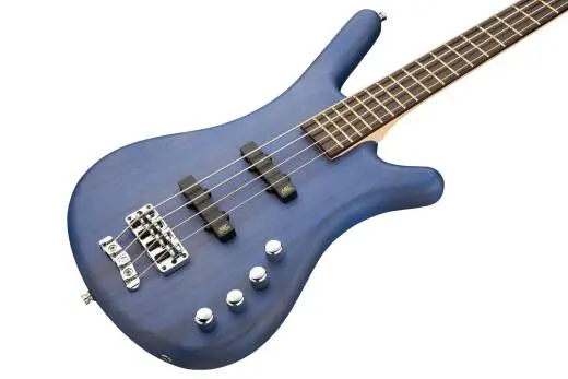 RockBass Corvette Basic 4-String Bass Guitar with Gig Bag - Ocean Blue Transparent Satin