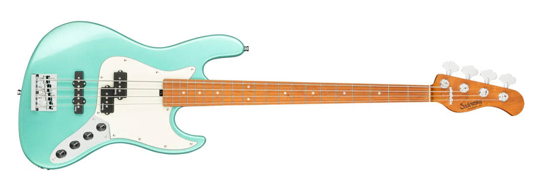 MetroExpress 21-Fret Hybrid P/J 4-String Bass with Gigbag - Sage Green Metallic