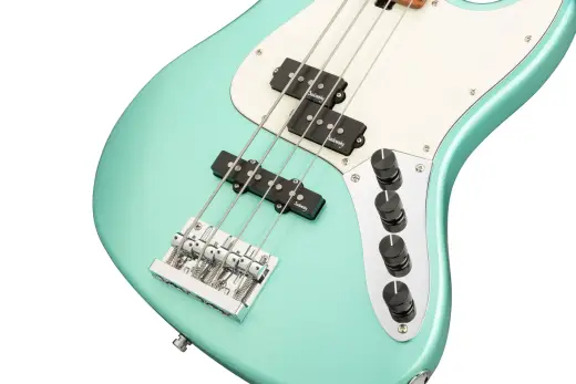 MetroExpress 21-Fret Hybrid P/J 4-String Bass with Gigbag - Sage Green Metallic