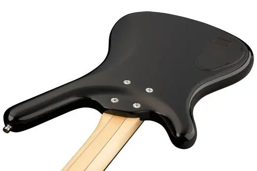 RockBass Corvette Basic 4-String Bass Guitar with Gig Bag - Solid Black High Polish