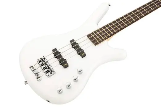 RockBass Corvette Basic 4-String Bass Guitar with Gig Bag - Solid White High Polish