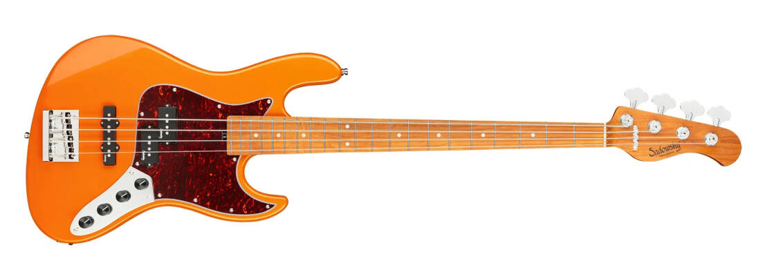 MetroExpress 21-Fret Hybrid P/J 4-String Bass with Gigbag - Candy Apple Orange Metallic