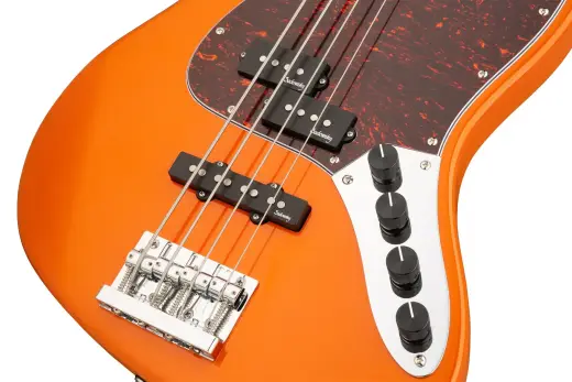 MetroExpress 21-Fret Hybrid P/J 4-String Bass with Gigbag - Candy Apple Orange Metallic