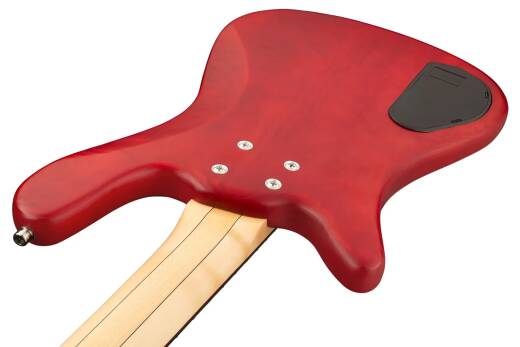 RockBass Streamer Standard 4-String Bass Guitar with Gig Bag - Burgundy Red Transparent Satin