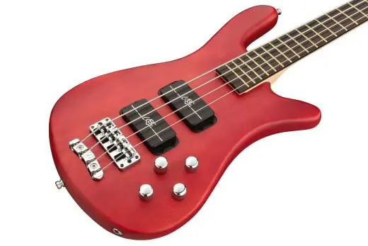 RockBass Streamer Standard 4-String Bass Guitar with Gig Bag - Burgundy Red Transparent Satin