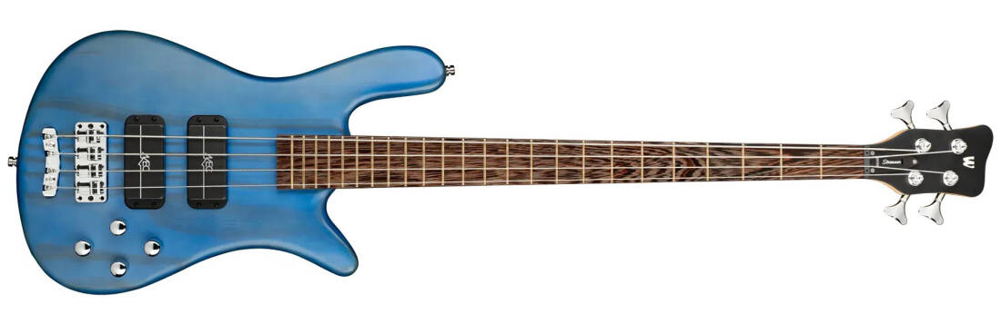 RockBass Streamer Standard 4-String Bass Guitar with Gig Bag - Ocean Blue Transparent Satin