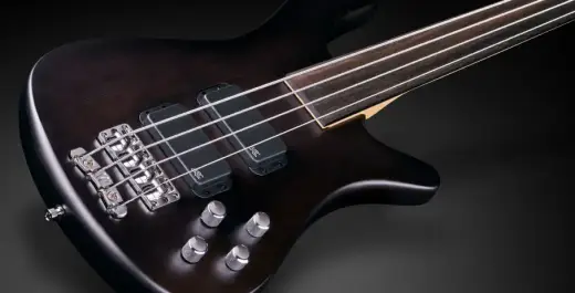 RockBass Streamer Standard 4-String Fretless Bass Guitar with Gig Bag - Nirvana Black Satin