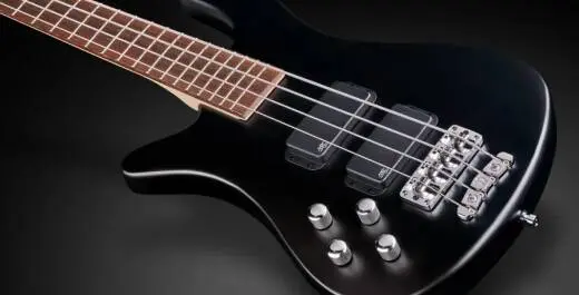RockBass Streamer Standard 4-String Left-Handed Bass Guitar - Nirvana Black Transparent Satin