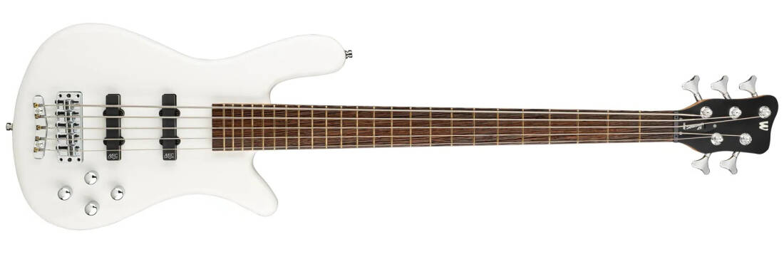 RockBass Streamer LX 5-String Bass Guitar with Gig Bag - Solid White High Polish