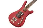 RockBass Corvette $$ 4-String Bass Guitar with Gig Bag - Burgundy Red Transparent Satin