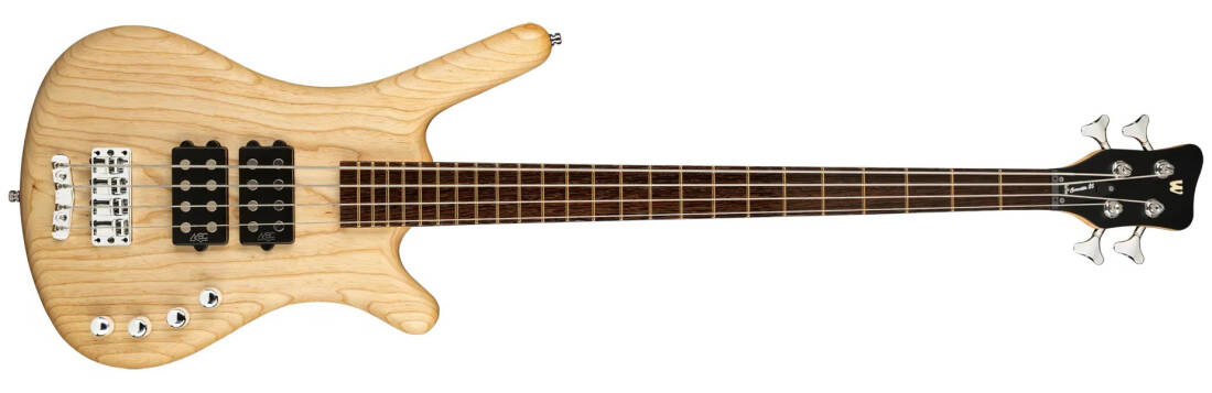 RockBass Corvette $$ 4-String Bass Guitar with Gig Bag - Natural Transparent Satin