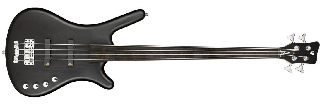 RockBass Corvette Basic 4-String Fretless Bass Guitar with Gig Bag - Nirvana Black Transparent Satin