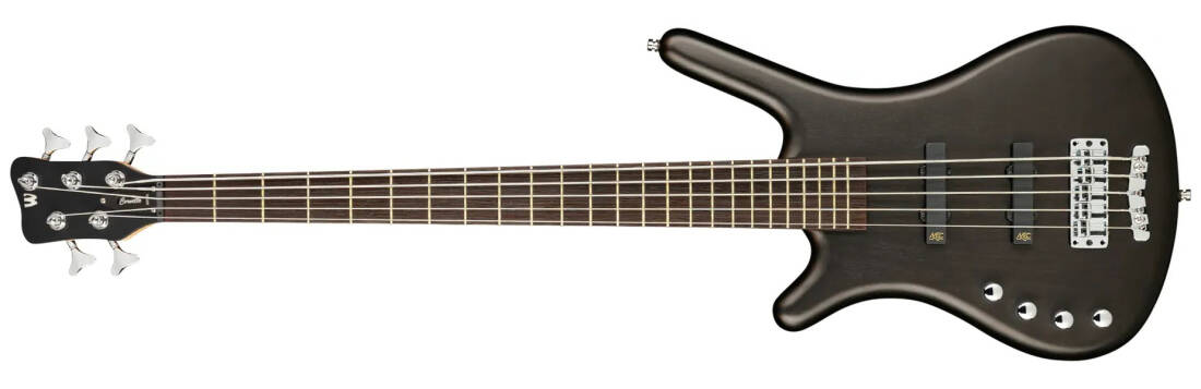 RockBass Corvette Basic 5-String Left-Handed Bass Guitar with Gig Bag - Nirvana Black Transparent Satin