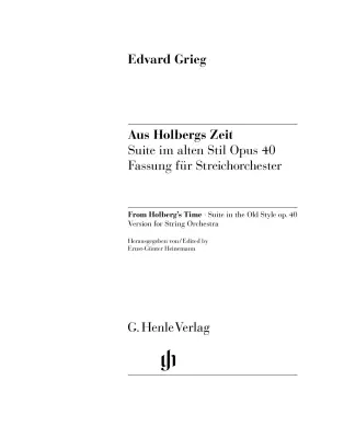 From Holberg\'s Time Op. 40 - Grieg/Heinemann - Full Score - String Orchestra