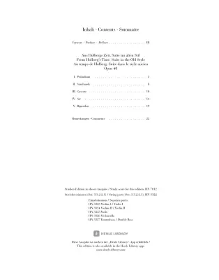 From Holberg\'s Time Op. 40 - Grieg/Heinemann - Full Score - String Orchestra