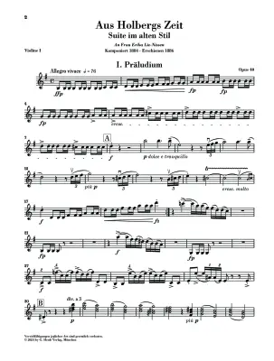 From Holberg\'s Time Op. 40 - Grieg/Heinemann - String Orchestra - Parts Set