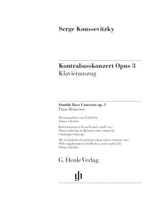 Double Bass Concerto Op. 3 - Koussevitzky/Glockler - Double Bass/Piano - Book