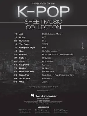 K-Pop Sheet Music Collection - Piano/Vocal/Guitar - Book