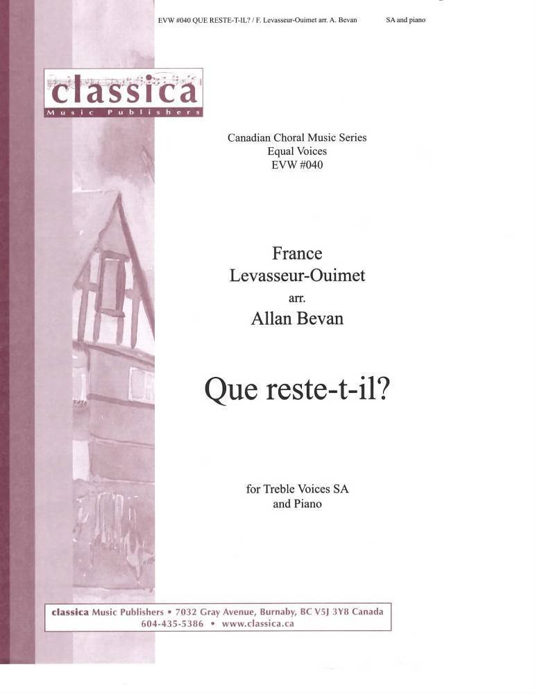 Que Reste-t-il? - Levasseur-Ouimet/Bevan - SA