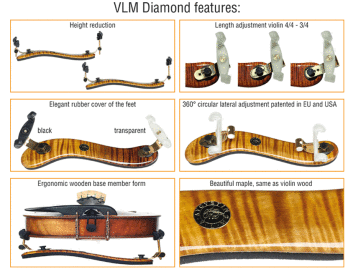 Diamond Violin Shoulder Rest - Dark Maple
