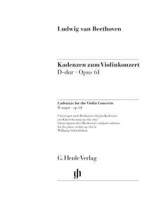 Cadenzas to Violin Concerto Op. 61 - Beethoven/Schneiderhan - Violin/Piano - Book