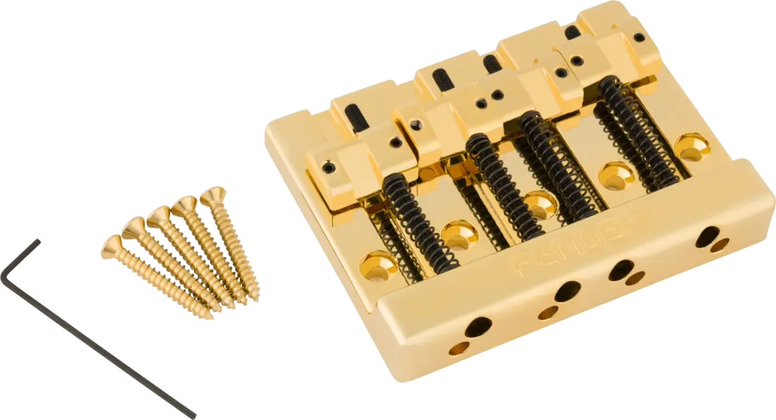 HiMass 4-String Bass Bridge Assembly with Zinc Saddles - Gold