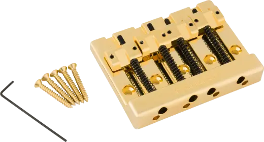 Fender - HiMass 4-String Bass Bridge Assembly with Zinc Saddles - Gold