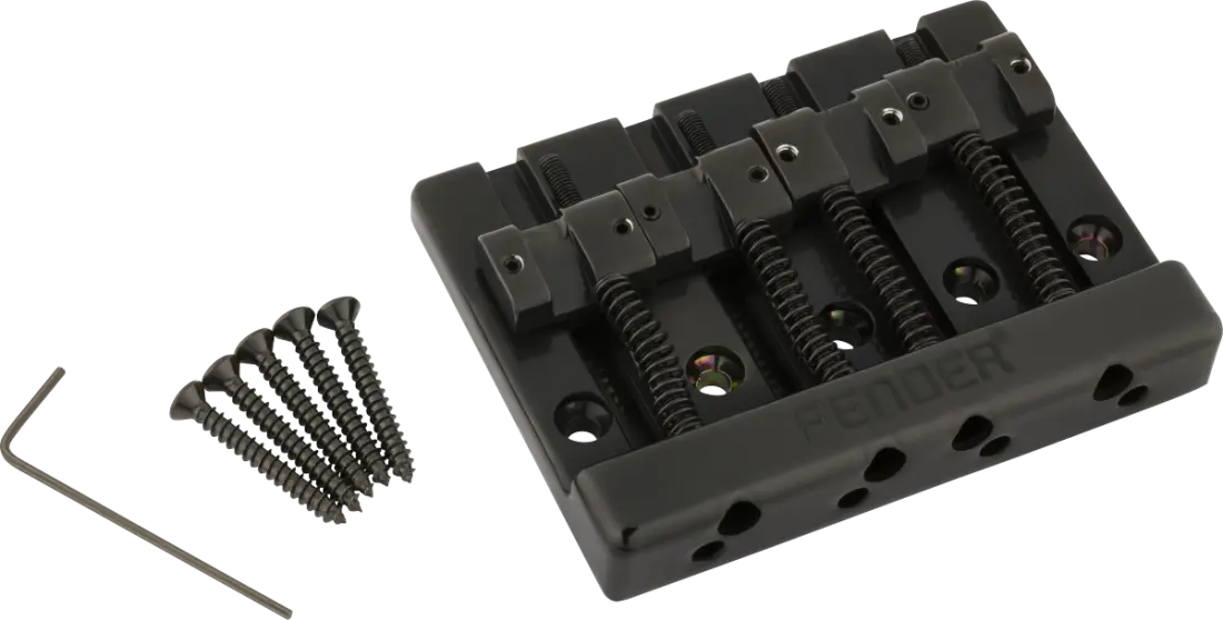 HiMass 4-String Bass Bridge Assembly with Zinc Saddles - Black