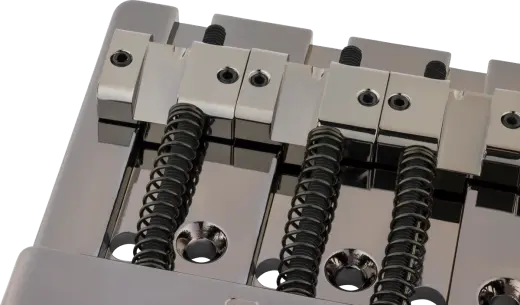 HiMass String-Through 4-String Bass Bridge Assembly with Brass Saddles - Black Chrome