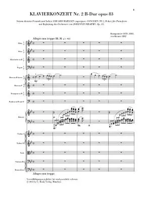 Piano Concerto No. 2 in B-flat Major, Op. 83 - Brahms - Study Score