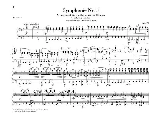 Symphonies No. 3 and 4 - Brahms - 1P4H - Book