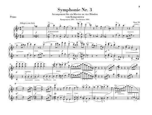 Symphonies No. 3 and 4 - Brahms - 1P4H - Book