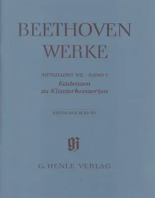 G. Henle Verlag - Cadenzas in the Piano Concertos - Beethoven - Piano - Book