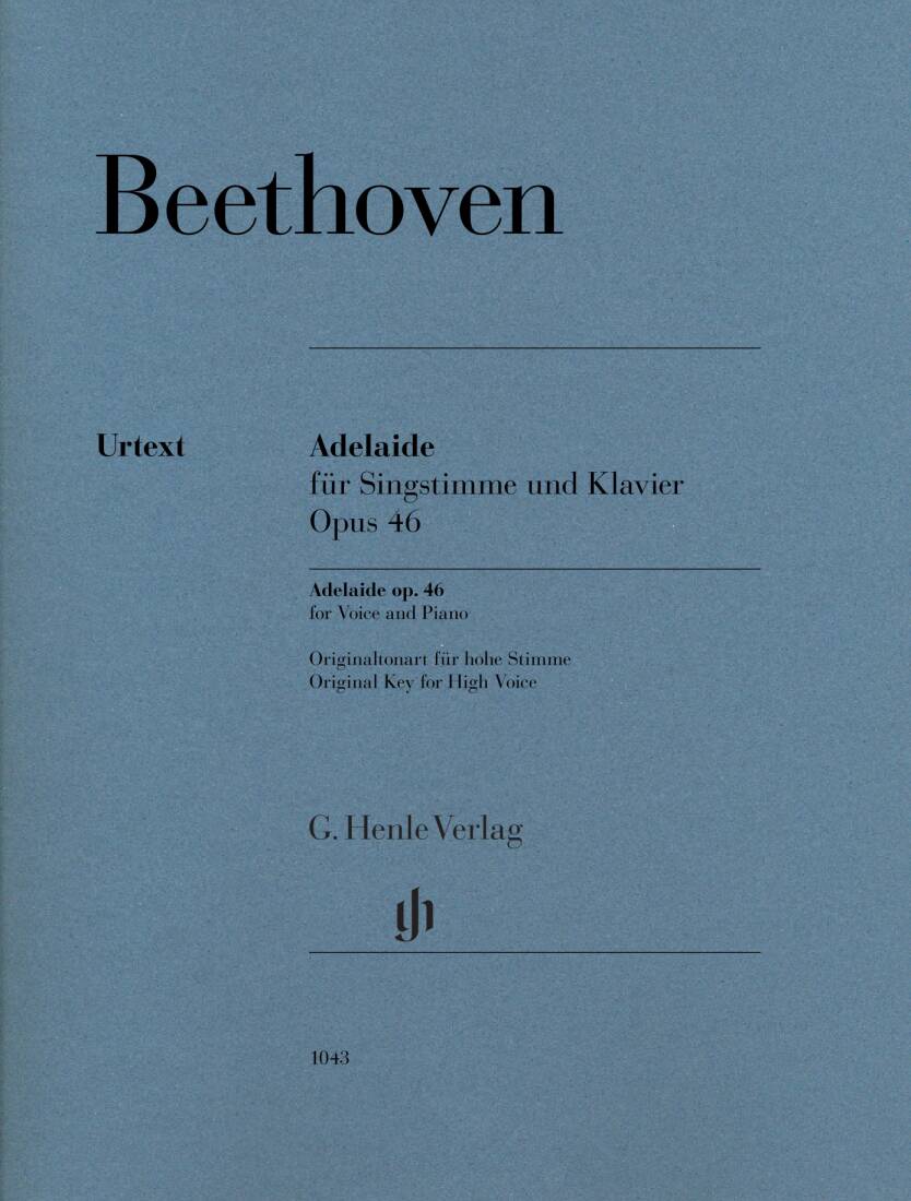 Adelaide, Op. 46 (Original Key) - Beethoven - High Voice/Piano - Book
