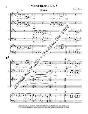 Missa Brevis No. 8 - Daley - Choral Octavo - SATB A Cappella