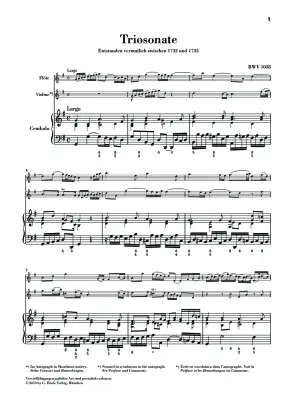 Trio Sonata for Flute, Violin and Continuo BWV 1038 - Bach - Piano Quartet - Parts
