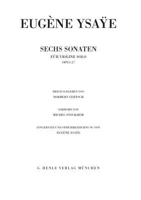 Six Sonatas, Op. 27 - Ysaye/Gertsch - Study Score
