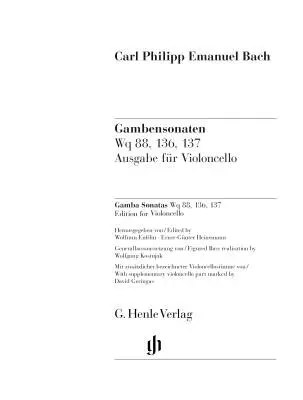 Gamba Sonatas Wq 88, 136, 137 - Bach/Enlin - Cello/Harpsichord - Book