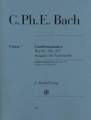 G. Henle Verlag - Gamba Sonatas Wq 88, 136, 137 - Bach/Enlin - Cello/Harpsichord - Book
