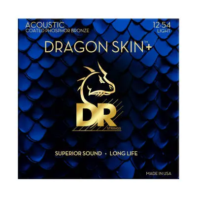 DR Strings - Dragon Skin+ Coated Phosphor Bronze Acoustic Guitar Strings - Light (12-54)