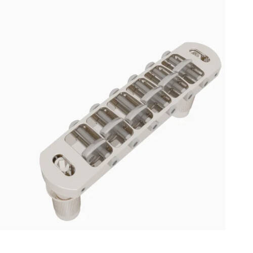 6 String Un-Notched Tone-A-Matic Guitar Bridge - Nickel
