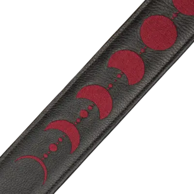 2.5\'\' Moon Phase Series Padded Leather Guitar Strap - Burgundy