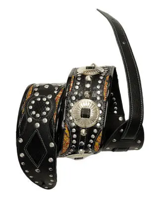 Jodi Head - Snake Saddle 3 Leather Guitar Strap - Black Paisley