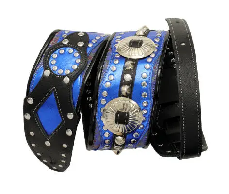 Jodi Head - Snake Saddle 3 Leather Guitar Strap - Blue Paisley